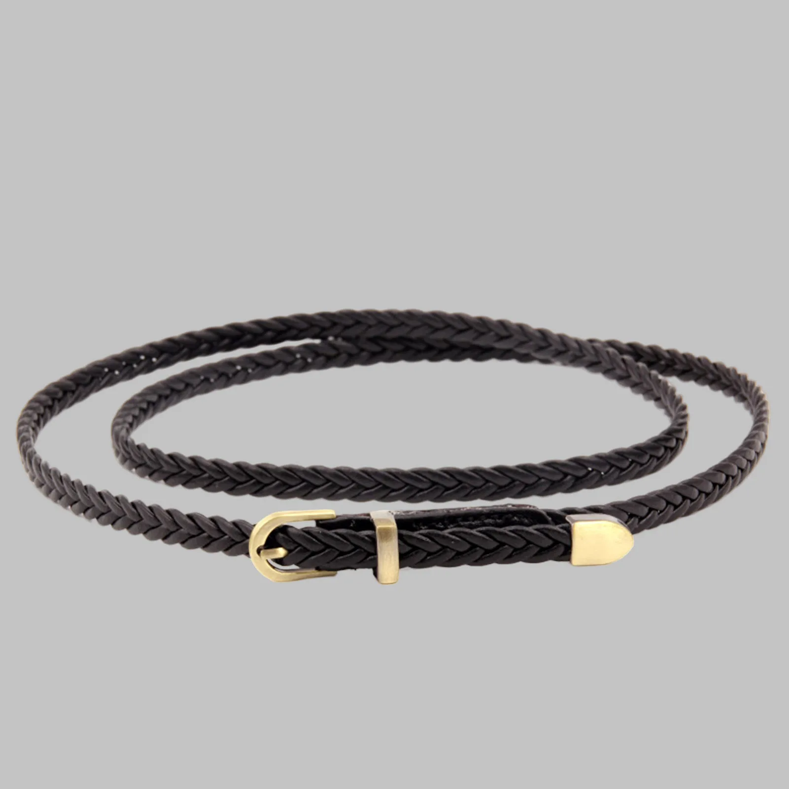 Adjustable Waist Belt Elegant for Casual Wear Women Retro Thin Faux Leather Belt Golden Buckle for Dresses and Jeans Stylish - view 6