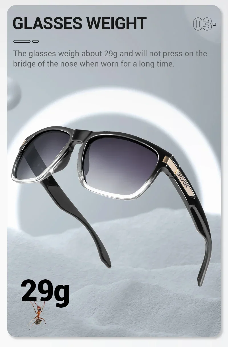 SCVCN Modische Polarisierte Sonnenbrille für Männer und Frauen, UV400-Schutz, Fahrradbrille, Farbverlauf, Radsportbrille, MTB-Brille – Detail 8