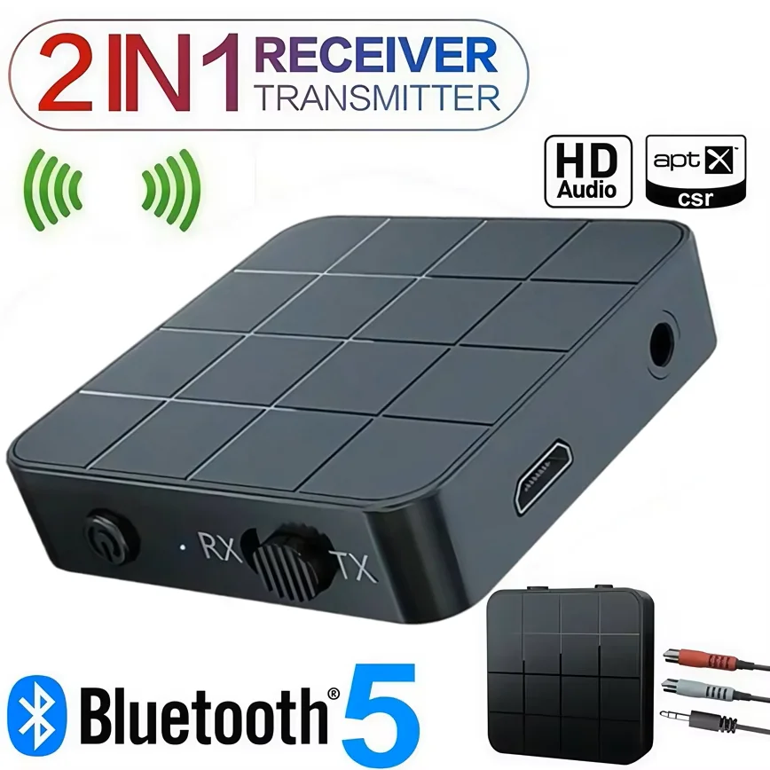 2 in 1 Wireless Bluetooth 5.0 Receiver Transmitter RCA 3.5MM Jack AUX Bluetooth Audio Music Stereo Adapter For Car TV PC Speaker