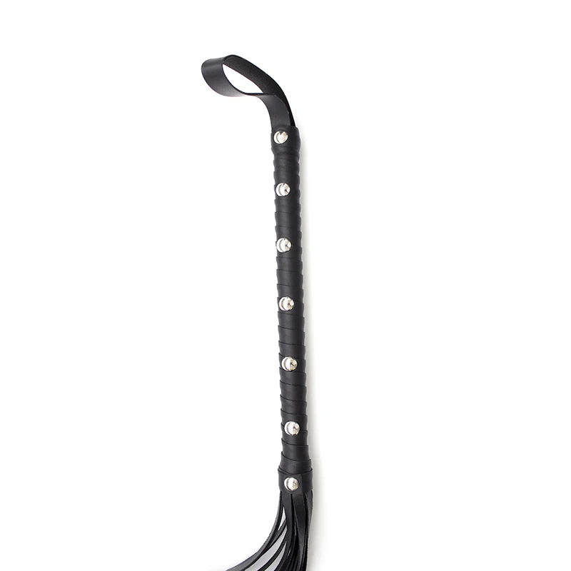 69cm rivetto intarsio manico lungo in pelle frusta sciolta frusta per cavalli equitazione Crop Flogger Paddle Slapper Horse Training Dressage fruste