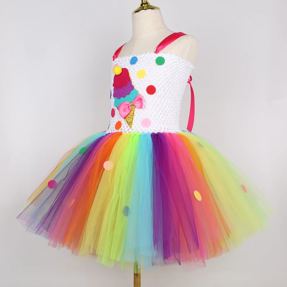 Candy Ice Cream Princess Dresses for Girls Rainbow Birthday Tutu Outfits Christmas Halloween Costumes Child Cake Smash Clothes