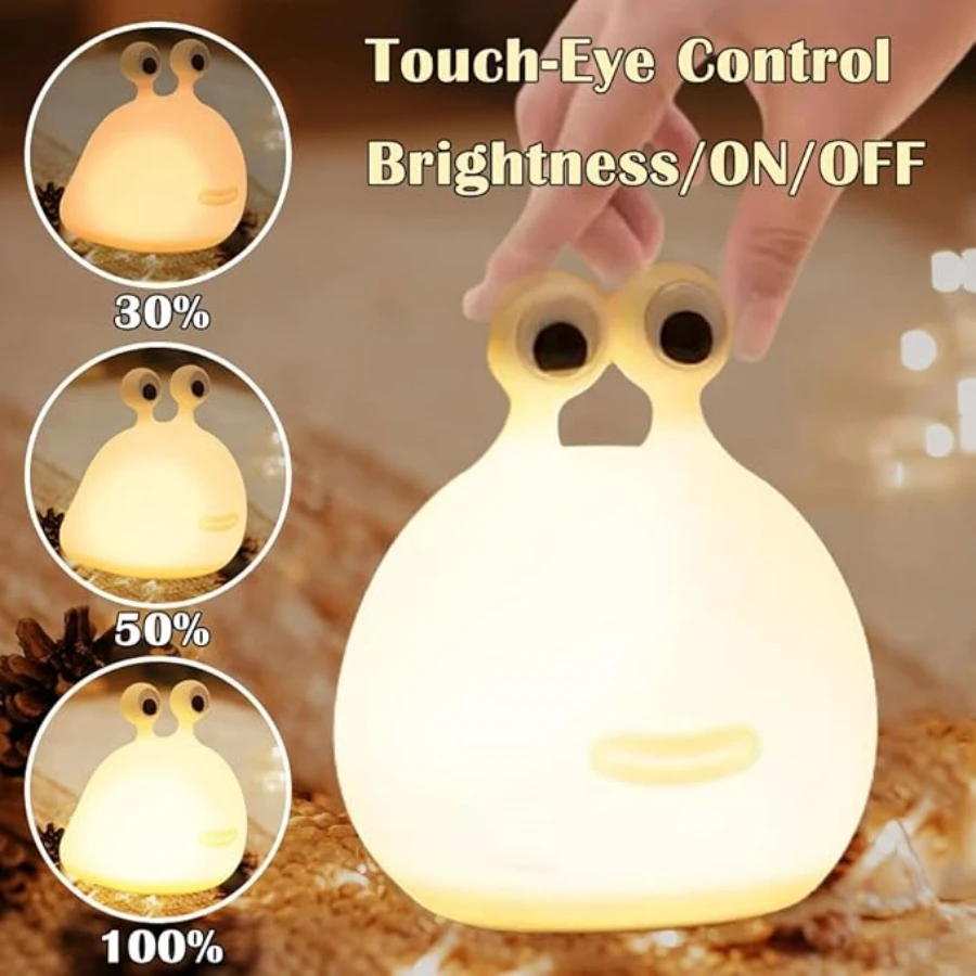 Slug Night Light with Touch Sensor for Bedroom,  Squishy Silicone Soft Night Light , Cute Animal Bedside Lamp