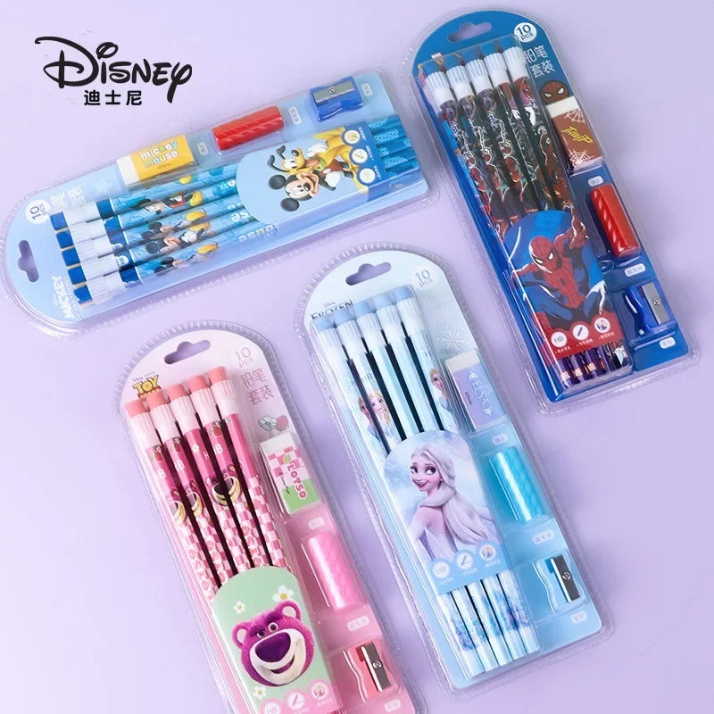 

Disney Anime Princess Elsa HB Pencil Sharpener Eraser Set with Pen Gripper Cartoon Cute Mickey Children Stationery Supplies Gift