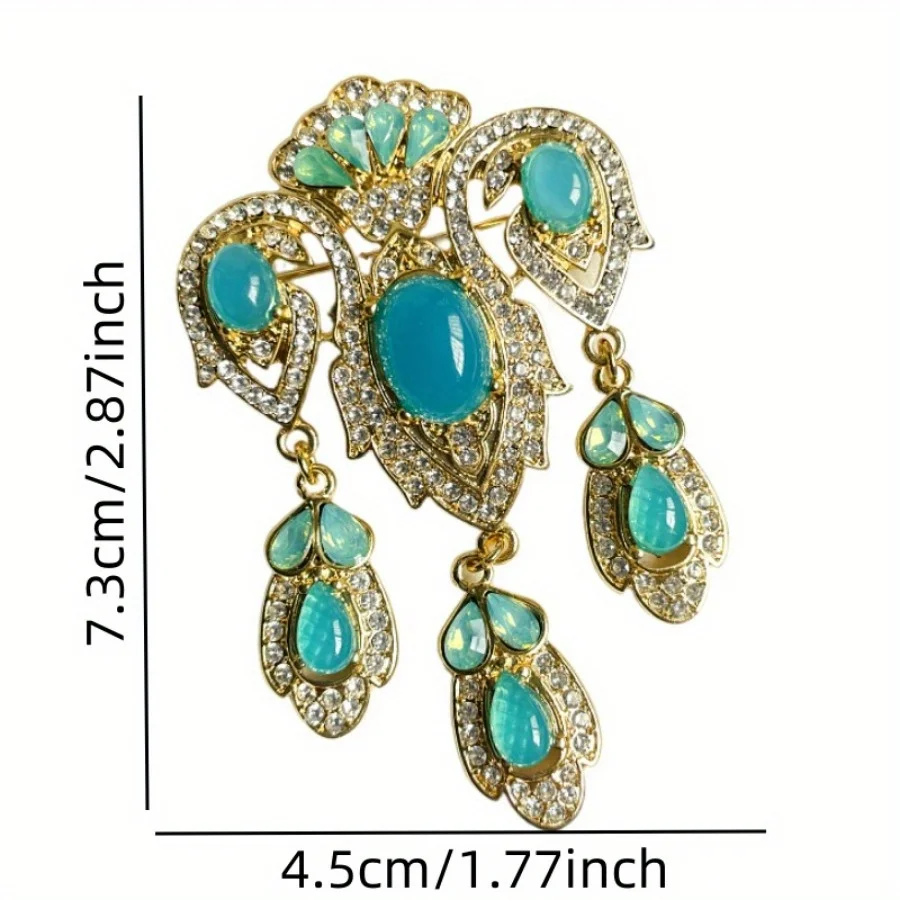 Women\'s Antique Palace Style Anti-glare Brooch Buckle Inlaid Resin Gemstone Senior Sense Cheongsam Accessories Corsage Pin