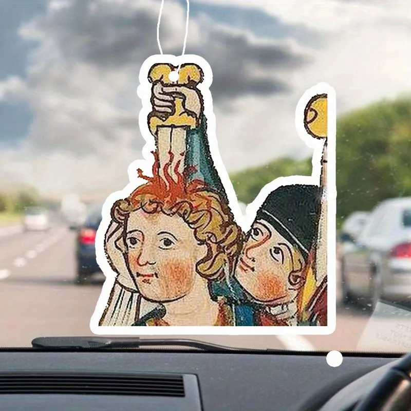 Klassische Malerei Schwertkämpfer Auto Duft Aufhänger – epische Kampfkunst, Spiegelentlüftung zum Aufhängen, anhaltender Duft