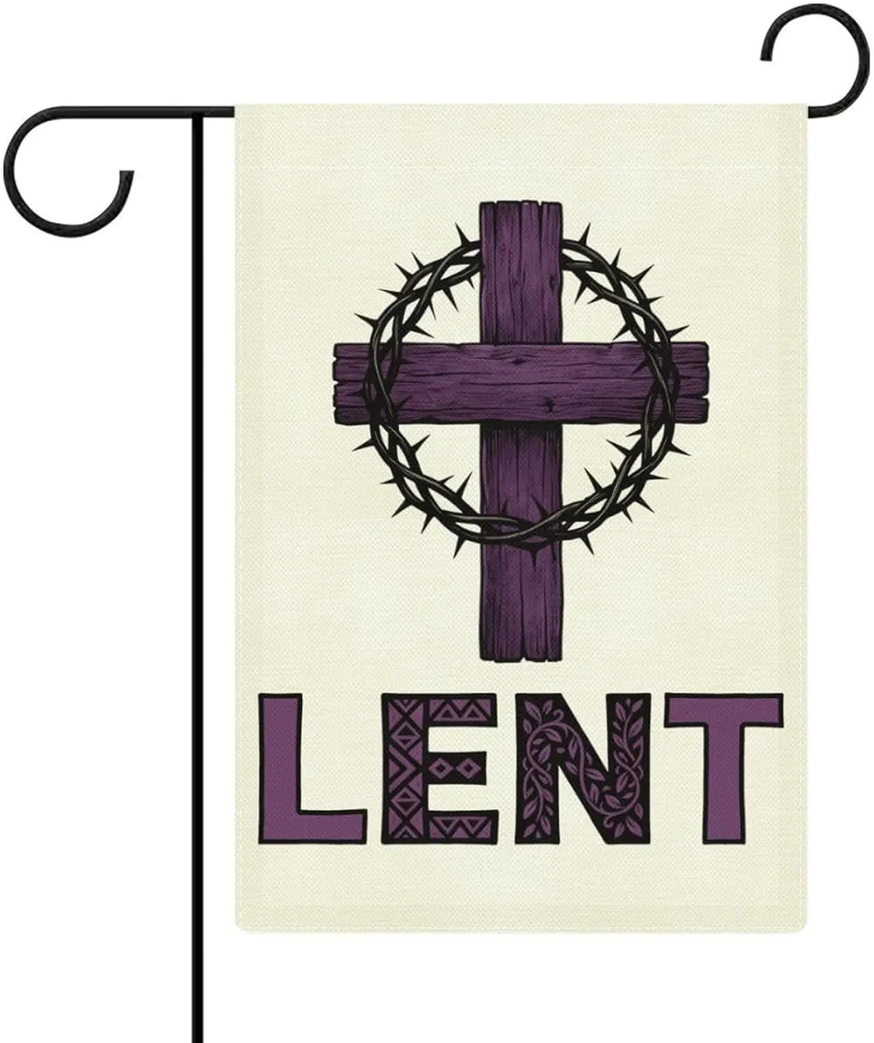 Purple Cross Design with Lent Text Garden Flag 12 X 18 Inch Double Sided Outside Outdoor Decoration YYQ GGO