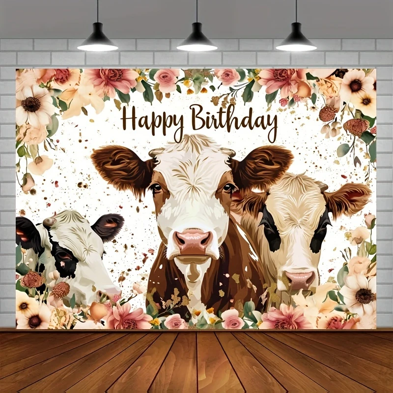 Alles Gute zum Geburtstag der Kuh Hintergrund braune Hochland kuh Pampa Grünland Fotografie Hintergrund böhmische Farm Kuh Geburtstags feier