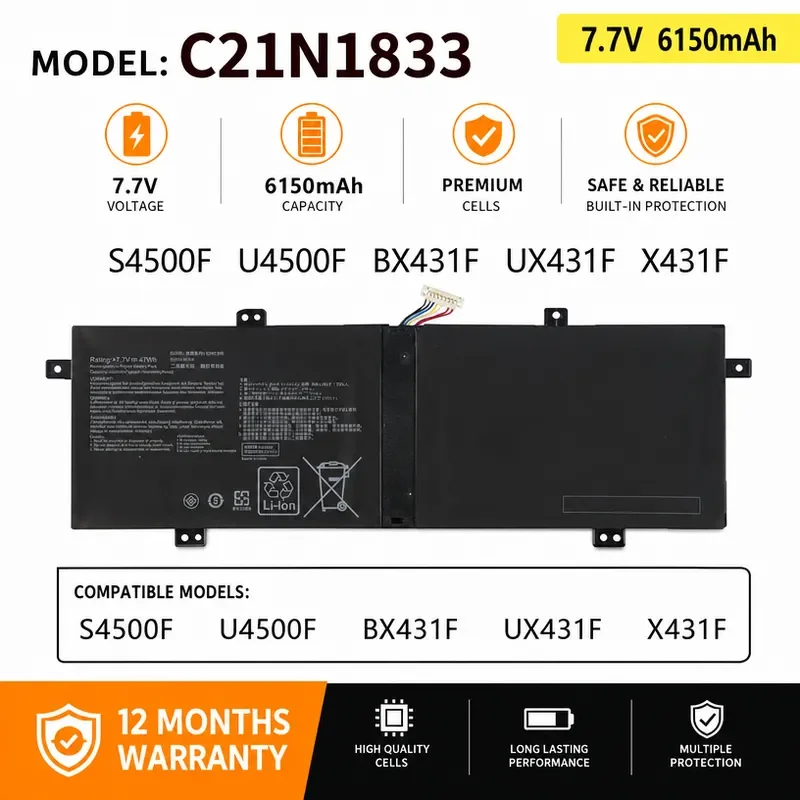 Suitable for ASUS S4500F U4500F BX431FA UX431FL X431FL C21N1833 battery
