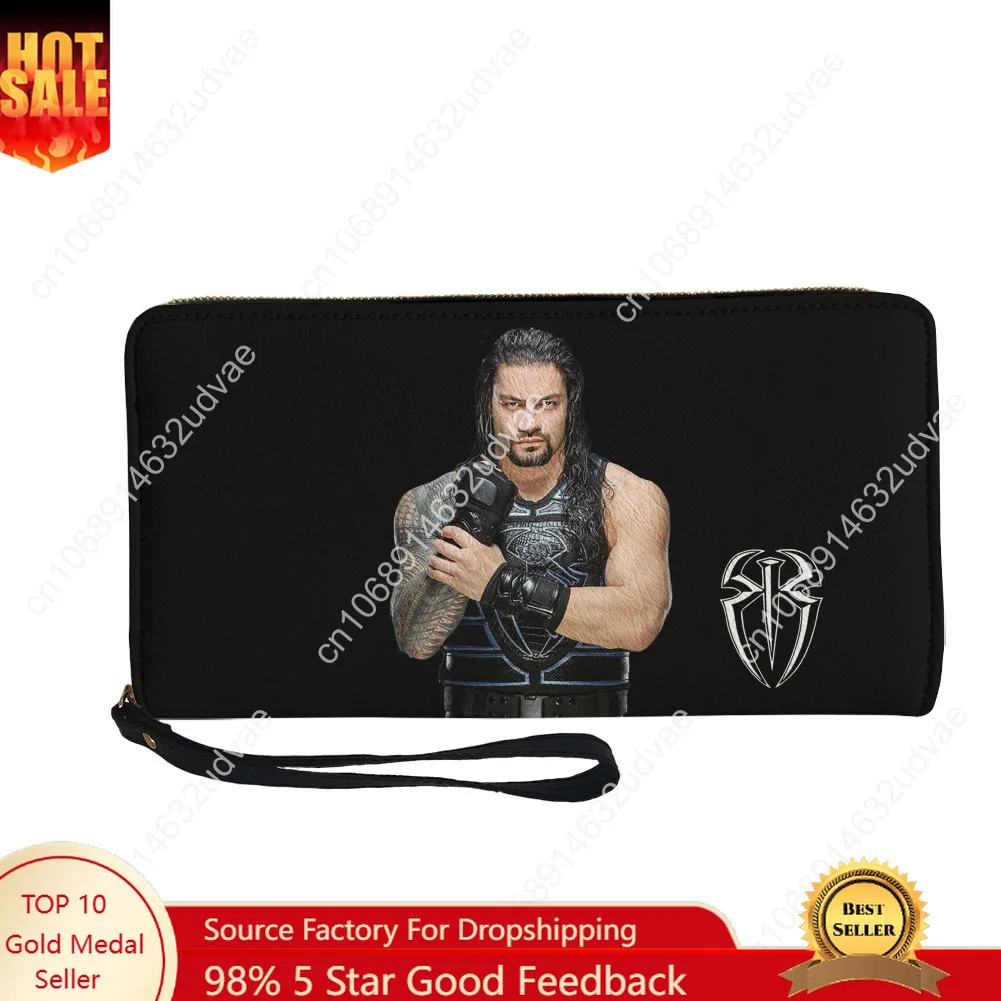Roman Reigns Carteira Bolsa Homens Mulheres Adolescentes Zíper Carteiras Longas Impressão Dupla Commuter Personalizado Portátil Carteira Saco de Presente