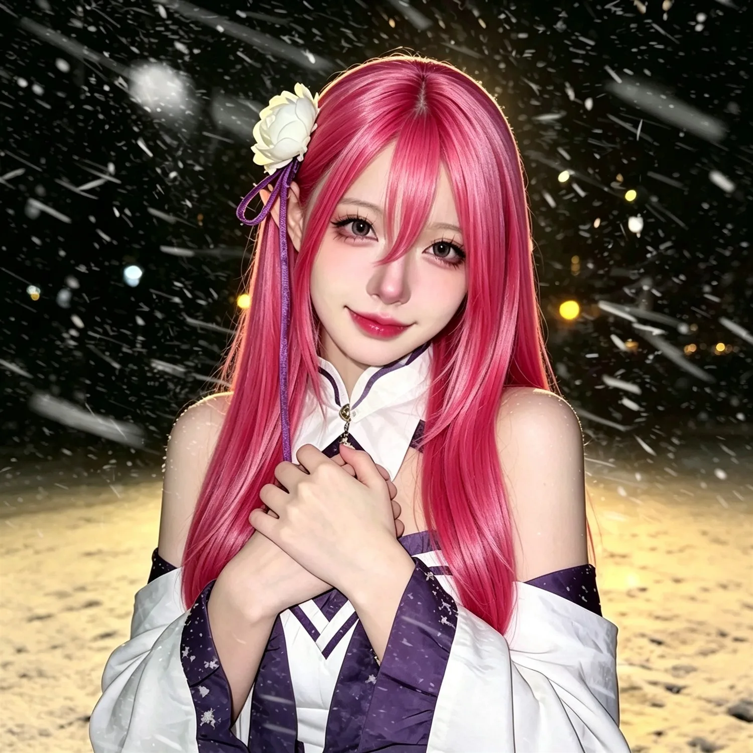 Long Straight Rose Pink Wig 28 Inch Heat Resistant Synthetic Wig For Women Cosplay Party