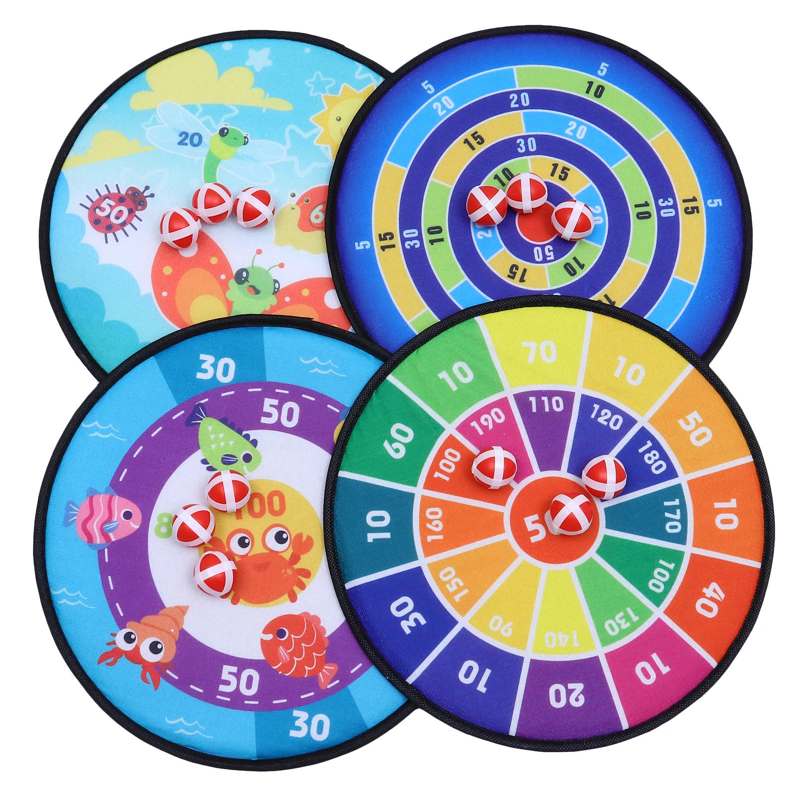 4 Sets Dart Plate Sticky Ball Toys Target Throwing Cloth Child Outdoor for Kids