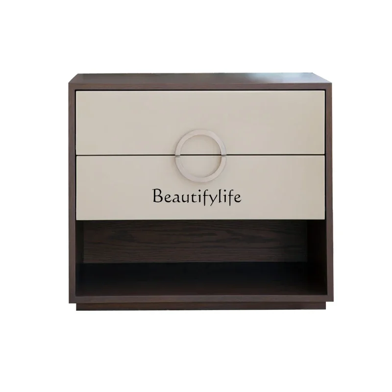 Modern style hotel suite bedside table clubhouse apartment ash wood solid wood bedside storage cabinet