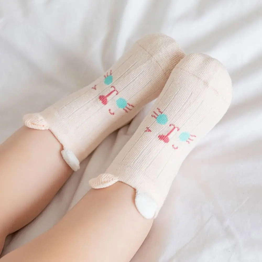 8Pairs الدب آذان الطفل الجوارب القطنية القط أرنب الخريف الربيع دارى قصيرة جوارب أنبوبية لطيف تنفس الأطفال الكرتون الجوارب
