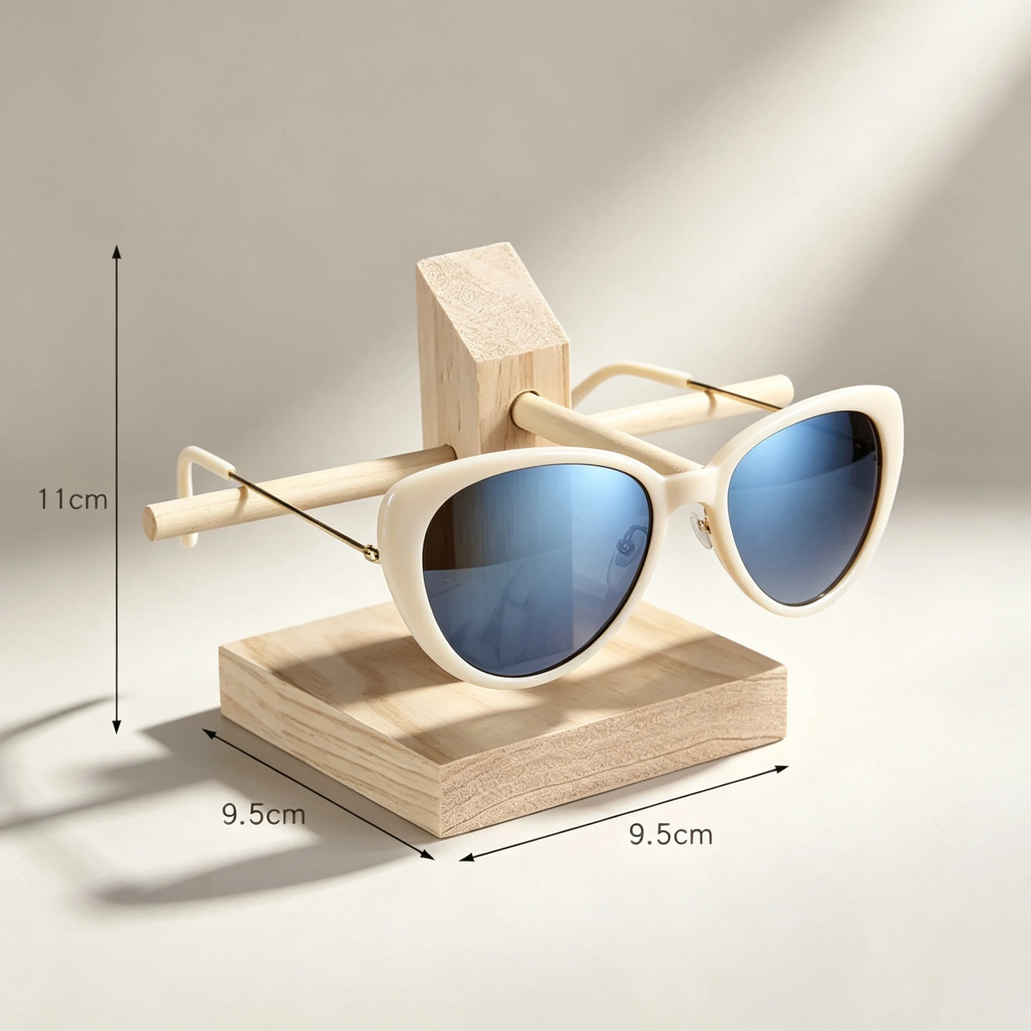 Abnehmbarer, mehrschichtiger, mehrgrößiger Holzständer zur Präsentation von Brillen, Sonnenbrillen und Schmuck. – Detail 3
