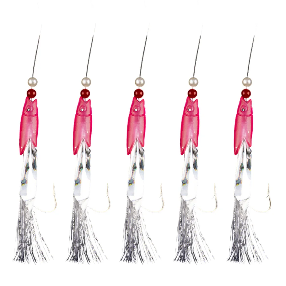 For Sabiki Rig 5pcs with 5 Hooks for Deep Sea Herring Fishing Saltwater Angling High Carbon Steel Hook Fishing Lure Set