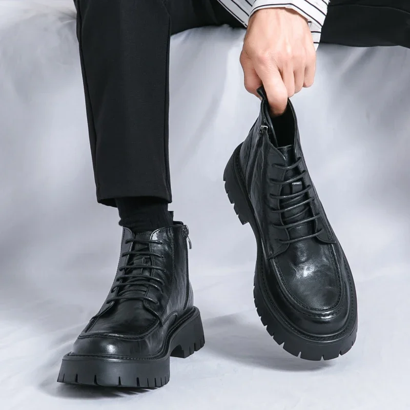 

New Shoes Men Leather Original British Men Tooling Boots Work Boots Classic Ankle Boots Leather Casual Shoes Sapatos Para Hombre