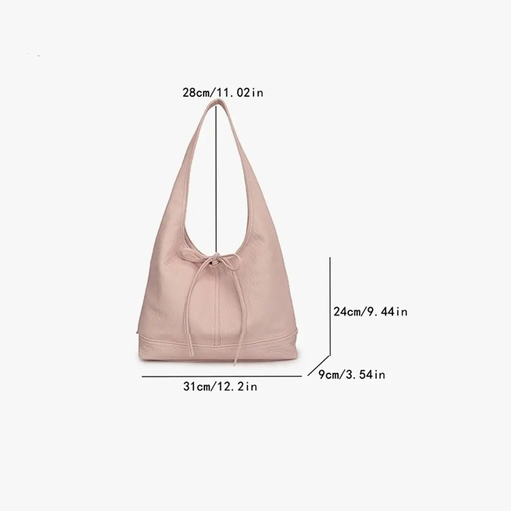 Bolso de mano de cuero Pu suave de estilo coreano informal, bolso de hombro con pajarita, bolso de axilas de Color puro que combina con todo, bolso de viaje