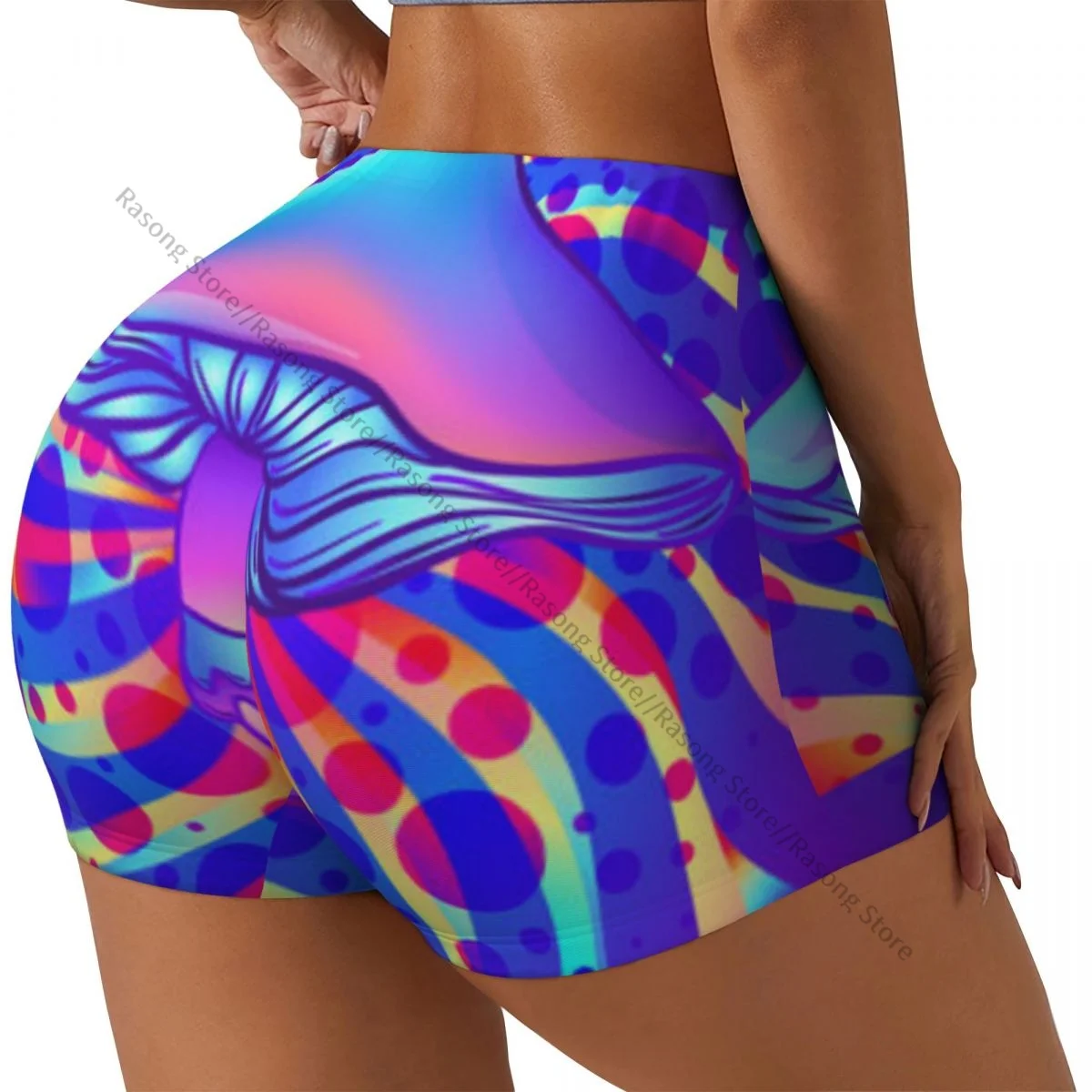 

Сексуальные узкие спортивные шорты на бедрах, женские удобные шорты для йоги в стиле хиппи с психоделическими грибами 60-х годов