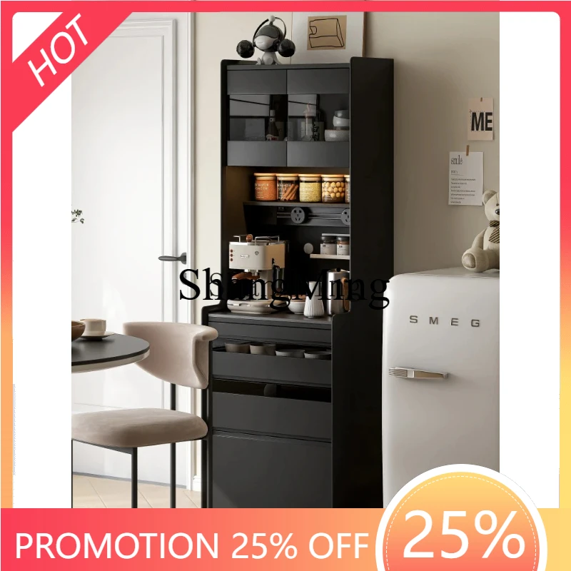 

SM new all-solid wood dining side cabinet small apartment against the wall narrow high cabinet tea locker