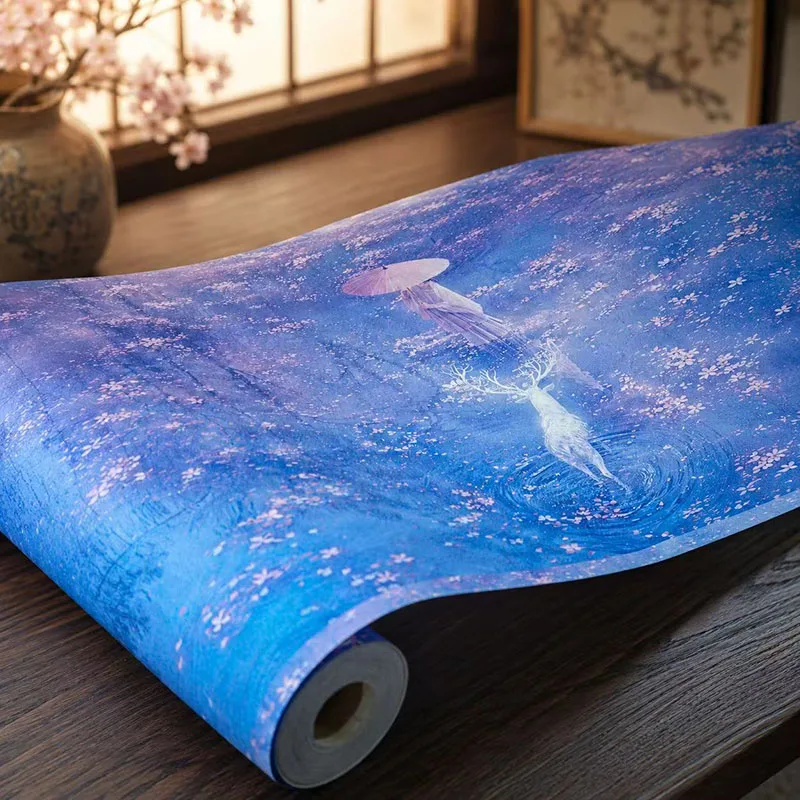 34cm-x-15m-中国書道用紙ロール、半調理済み玄紙、インクブラシ練習用の青色の空白の巻物