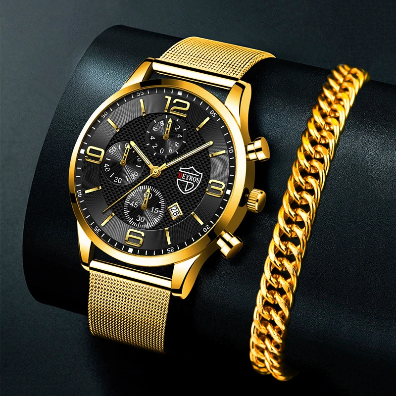 Luxury Fashion Mens Sports Watches Stainless Steel Mesh Belt Quartz Bracelet Wristwatch Men Business Luminous Clock часы мужские