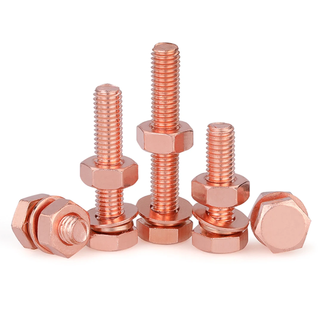 T2Pure Copper Outer Hexagon Screw Set Conductive Red Copper Copper Conductivity Bolt Double Head Electrolytic Copper Bolt M3~M20