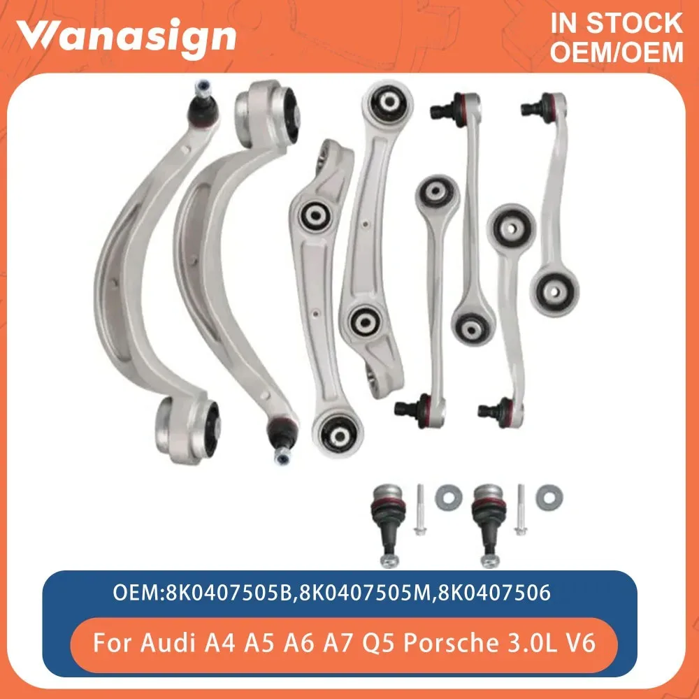 14PCS Front Control Arm Balljoint Suspension Kit Fit 3.6 L For Audi A4 A5 A6 A7 Q5 Porsche Macan 3.0L V6 GAS