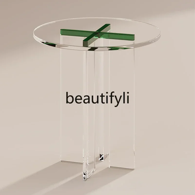 

LJYHigh-grade acrylic sofa side few round side tables minimalist small round tables movable