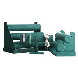 Dark green velacelevet cloth bracelet holder, single-layer, double-layer, three-layer jewelry bracelet, watch, headband display