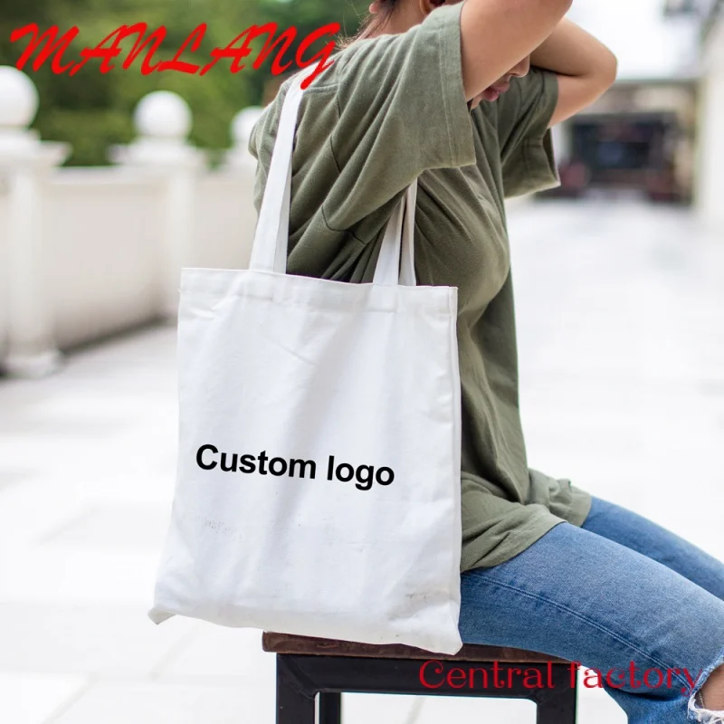 Dimensioni del Logo personalizzato stampato Eco Friendly riciclato riutilizzabile Plain Bulk grande tela di cotone Shopping Tote Bag