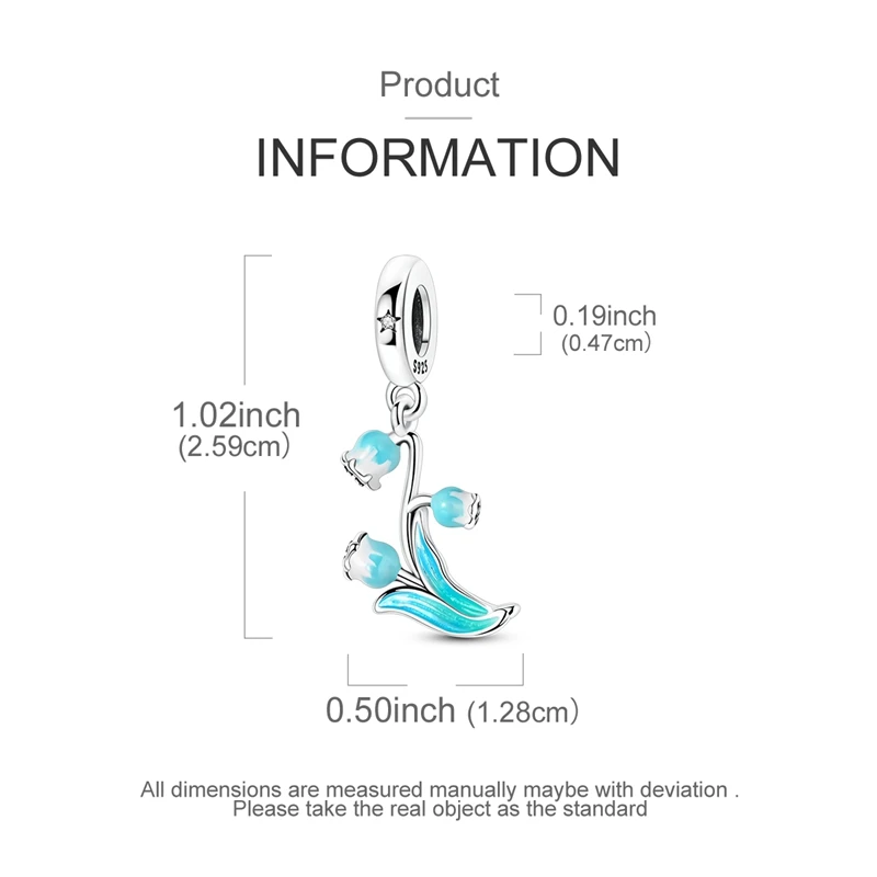 925 فضة ننسى لي لا توليب Convallaria عباد الشمس قلادة سحر صالح الأصلي Charms سوار المرأة DIY بها بنفسك مجوهرات هدية