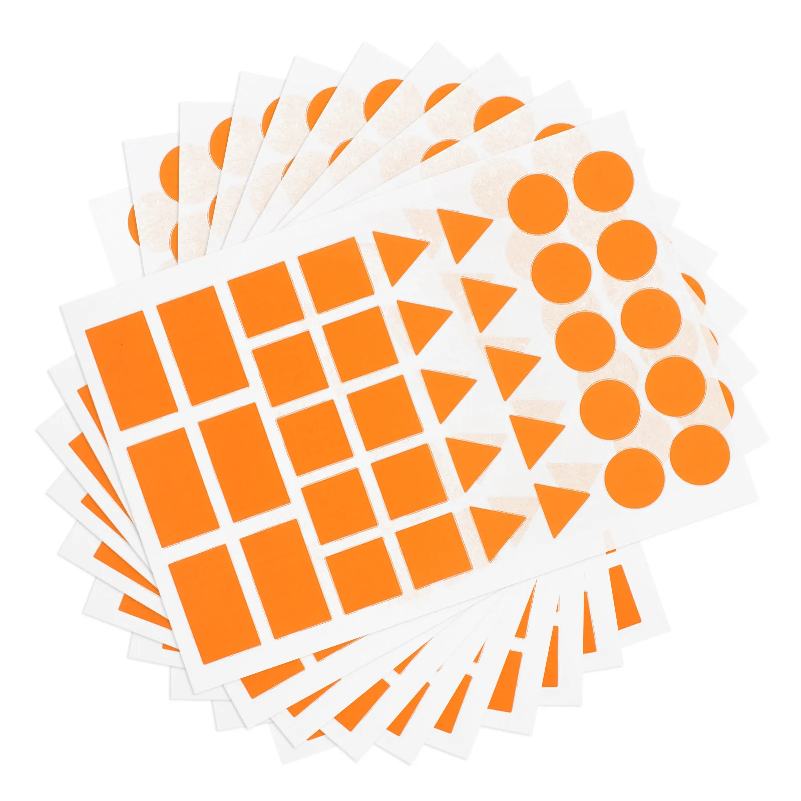 

20 листов оранжевых наклеек с геометрическими фигурами: треугольники, квадраты, прямоугольники, круги, самоклеящиеся этикетки для дома, офиса и рукоделия