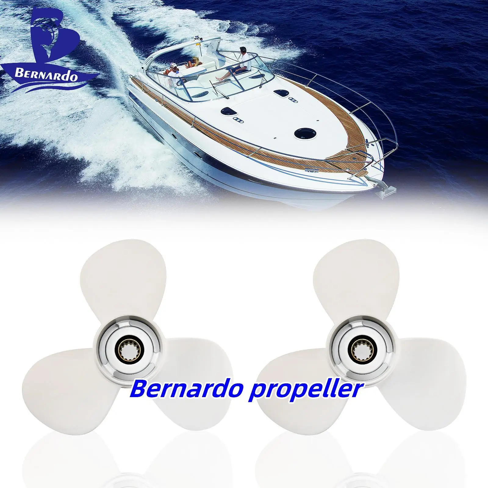 Bernardo Boat Propeller 11 1/8X13 Fit Yamaha Outboard Engines 25 30 40 48 50 55 60 HP Aluminum Screw 3 Blades 13 Tooth Spline