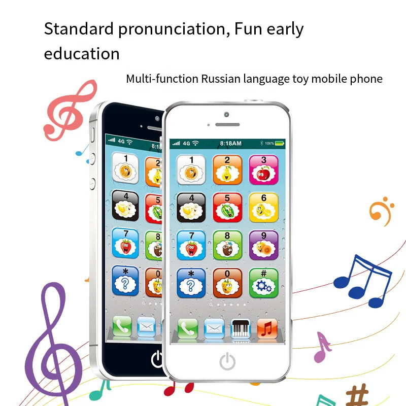 Rechargeable Kids' Educational Toy Phone English Early Learning Device with Music Light  Touch Screen