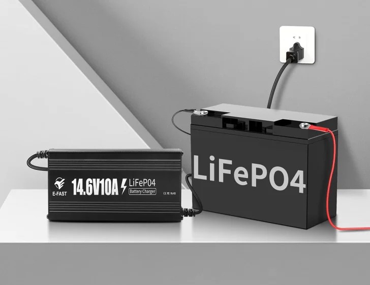 12V 10A Lithium Battery Charger, 14.6V LiFePO4 Battery Charger with Premium Aluminum Housing - 0V Activation for Golf Cart, RV, Marine, Boat, Trolling Motor - Includes Anderson Connector