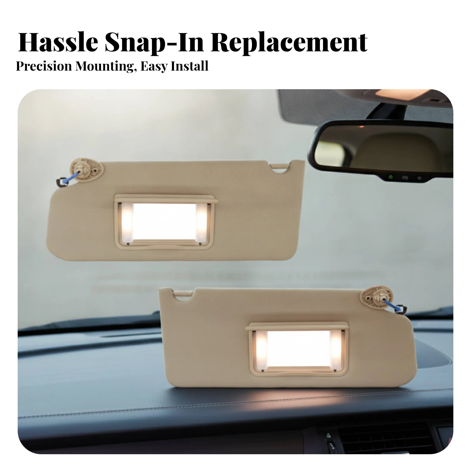 Sun Visor with Mirror Beige Car Visor with Mirror Long-Lasting Premium for DIY Mechanics, Interior Restoration