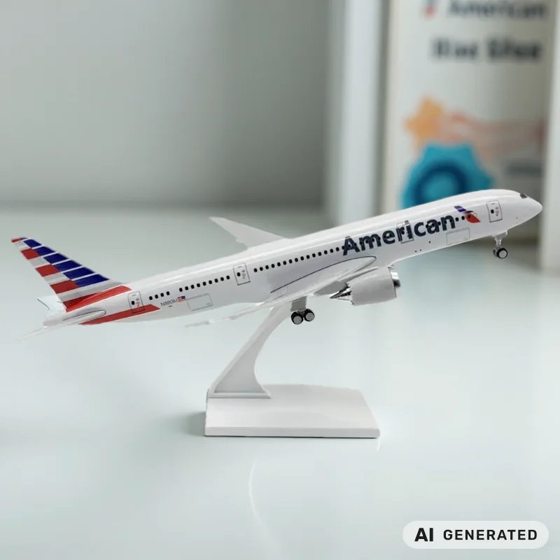 30cm Diecast Airplane Models B787 American Airways Resin 1/250 Scale Aircraft Assemble With Display Base Adults Aviation Souveni
