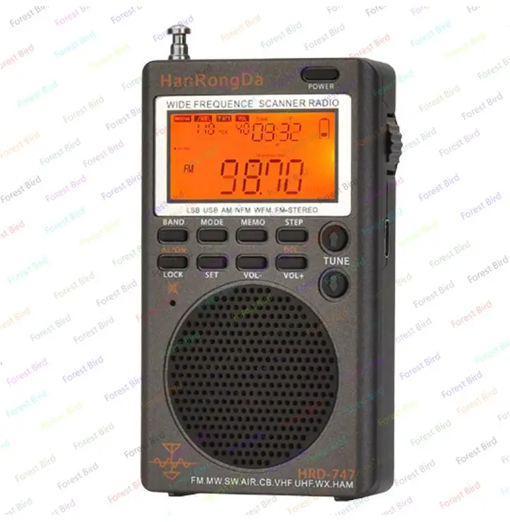 HRD 747 Portable Radio FM/MW/SW/SSB/LSB/AIR/CB/VHF/UHF/UBD/WX Full-Band Mini Radio Receiver Stereo  Radio Receiver HanRongDa