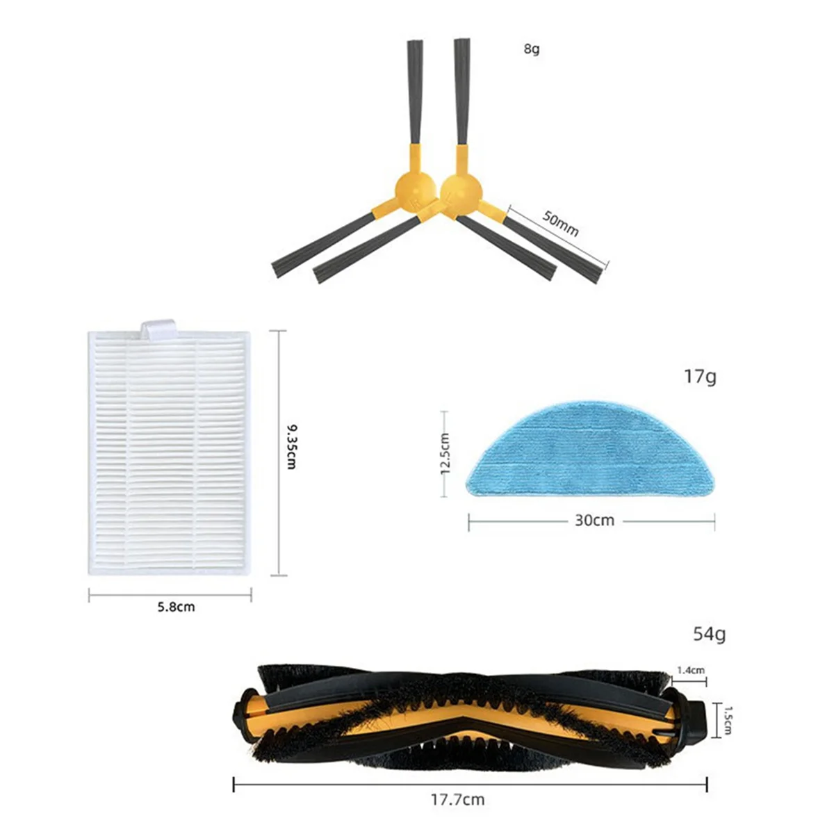 2set for ABIR X5 X6 X8 Robot Vacuum Cleaner Main Roller Brush Side Brush Filter Mop Cloth Hepa Filter Spare Parts