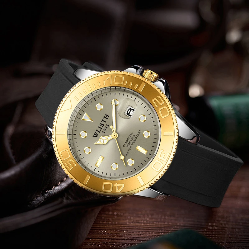 Watches for Man High Quality Fashion Silicone Band Man Watch Waterproof Quartz Wristwatch Functional Business Sports Watch