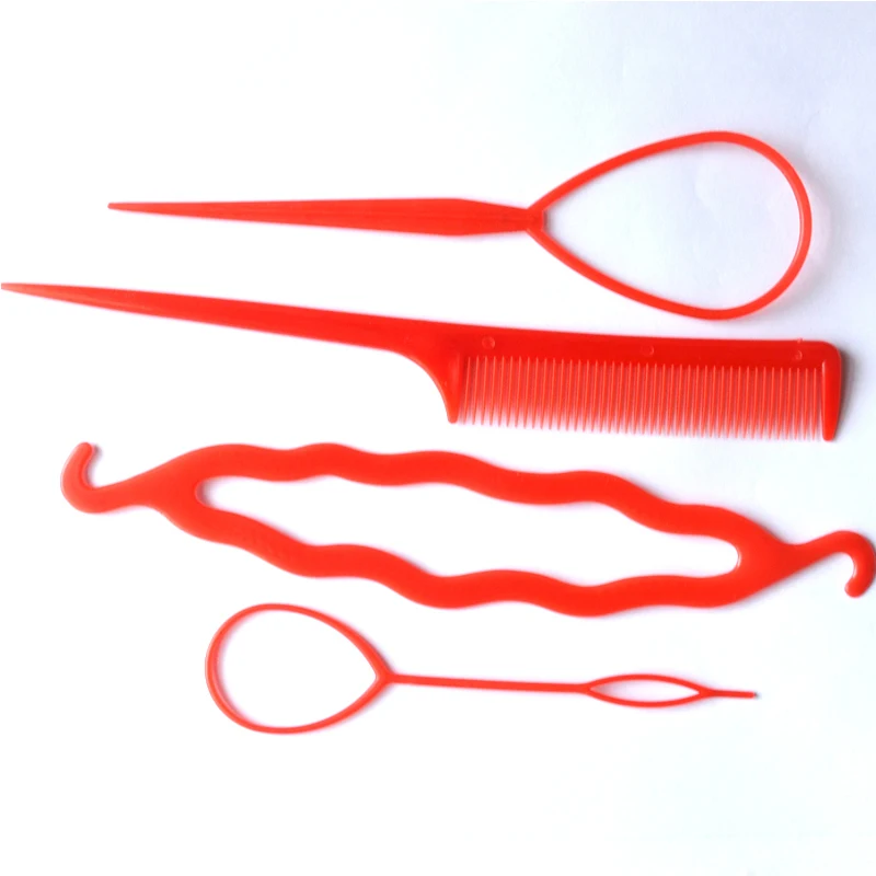 

1Sets Hair Styling Comb Teasing Rat Tail Combs Hair Braid Tool Plastic Needle Ponytail Holder Loop