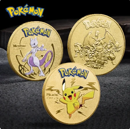 

Pokemon Anime Gold Plated Gold Coin Game Commemorative Coin Pikachu Charizard Mewtwo Gold Coin Game Collection Pokemon Gift