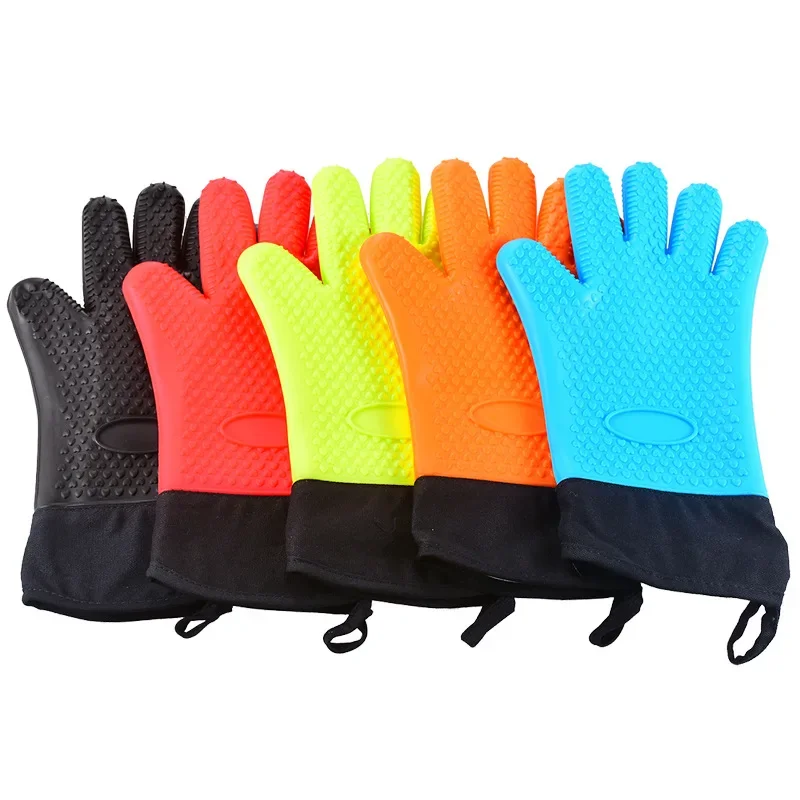 

1pcs Anti-scald Oven Gloves Heat Resistant Baking with Silicone and Cotton Kitchen Gloves Flexible Oven Mitts for Microwave