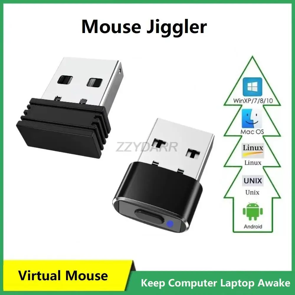 Mouse Jiggler USB Mouse Mover with Switch Button Automatic Mouse Shaker with 3 Jiggle Modes Mouse Simulator Keep Computer Awake