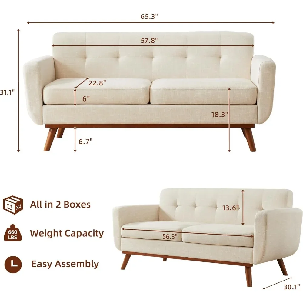 65 "w Loves eat Sofa, Mitte des Jahrhunderts moderne Dekor Liebe Sitz Sofas für Wohnzimmer, Knopf getuftet Polstermöbel