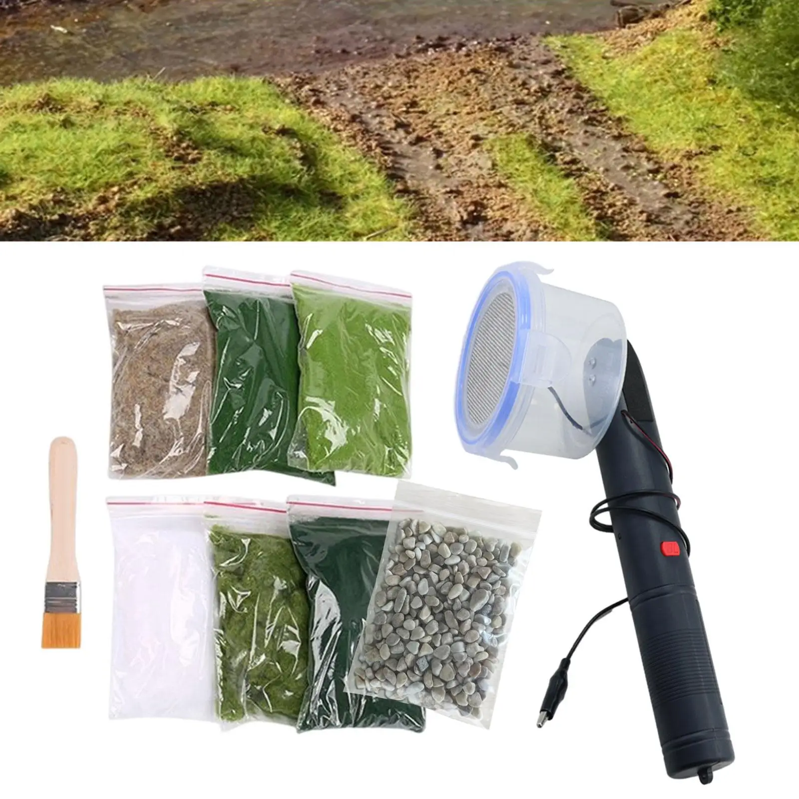 Static Grass Flocking Applicator for DIY Project Railway Terrain Landscaping