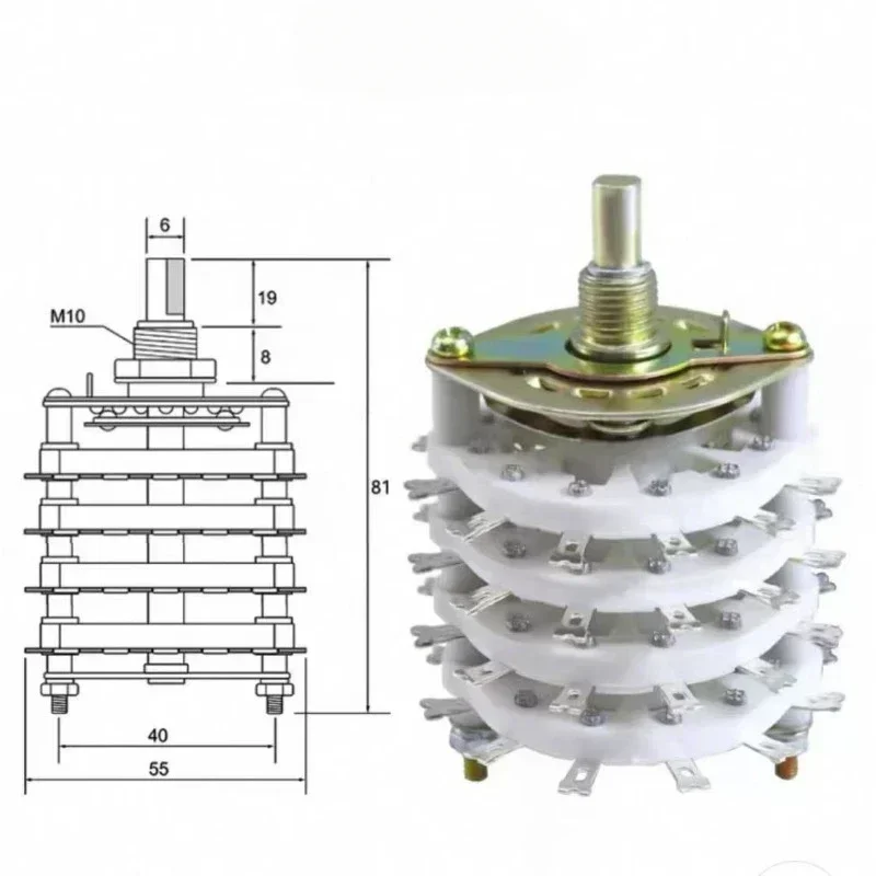 1PC  KCT 1-4 Deck Band Channel Rotary Switch Selector