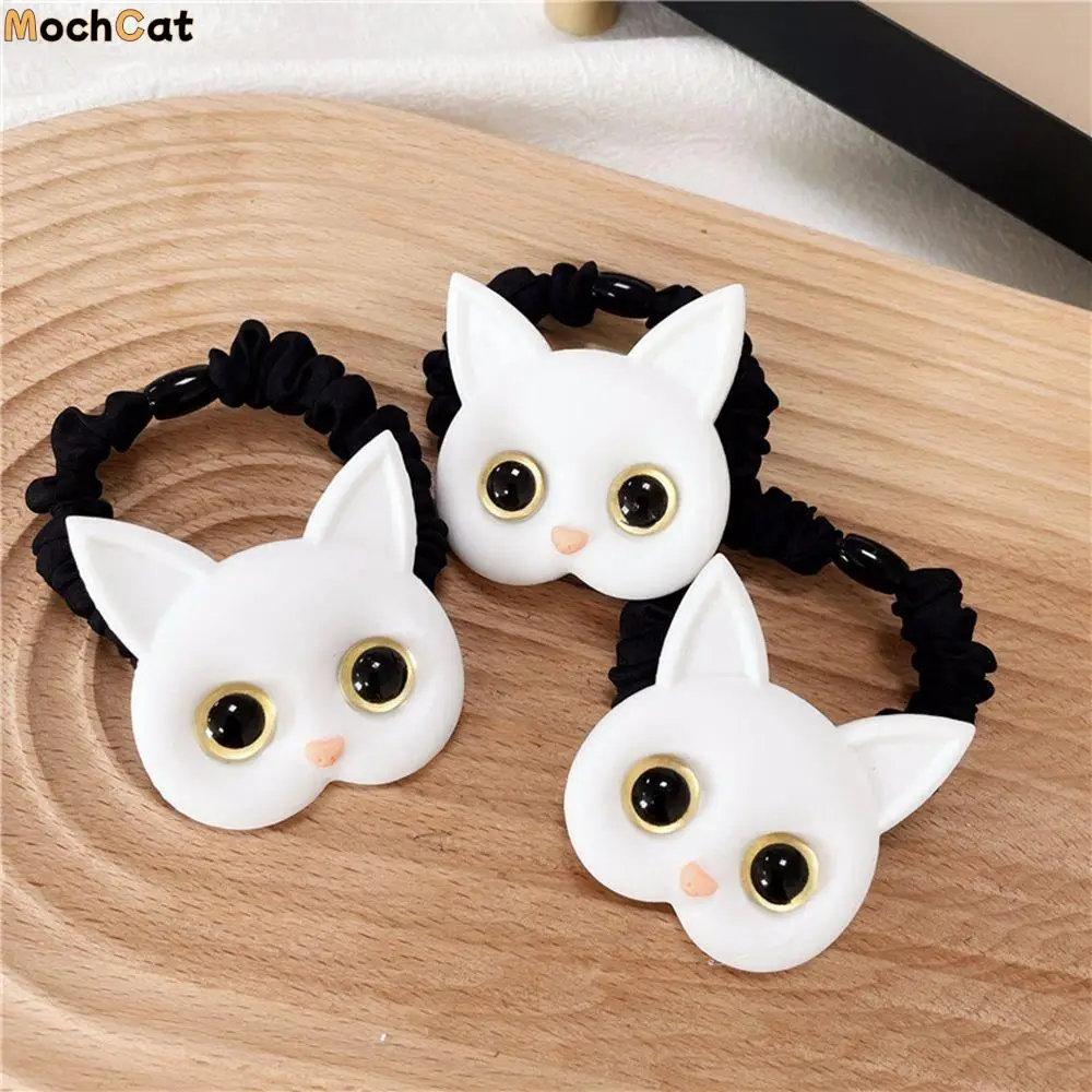 

Simple Sweet Women Cloth Korean Acrylic Kitten Headwear Cartoon Hair Rope Scrunchies Female Hair Ties
