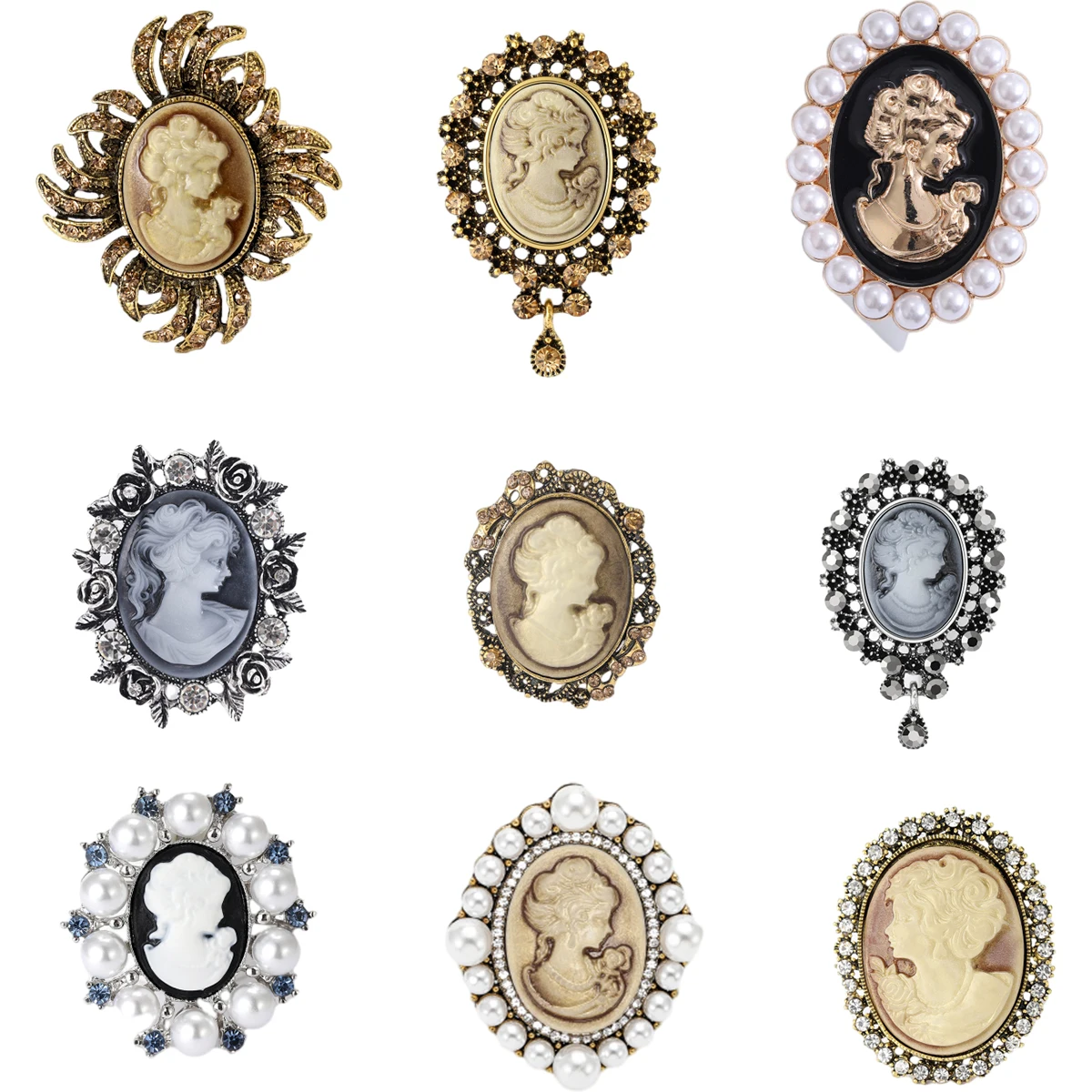 Trendy Beauty Head Brooches for Women Unisex Queen Face Pins Multi-color Available Party Accessories Gifts