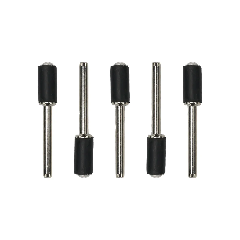 5Pcs Sanding Mandrels Groove Hard Woods Metal Rotary Tools Rubber Shank Mandrels 0.39inch 12.7mm 6.35mm 9.5mm Black